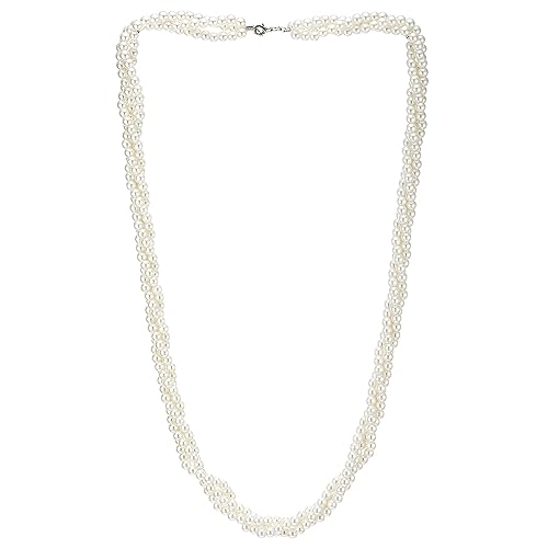 COOLSTEELANDBEYOND Lange Multi-strang Geflochtene Perle Halskette, Statement Halskette Elegante Geschichtet Kette, Perlen Anhänger von COOLSTEELANDBEYOND