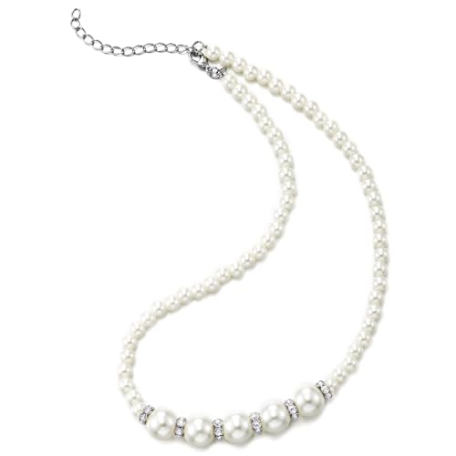 COOLSTEELANDBEYOND Mehrlagiger Perlen Choker, Halskette Zarte Imitierte Perlen mit Strassabstand, Eleganter Statement Schmuck COOLSTEELANDBEYOND Mehrlagiger Perlen Choker, Halskette Zarte Imitierte Perlen mit Strassabstand, Eleganter Statement Schmuck von COOLSTEELANDBEYOND