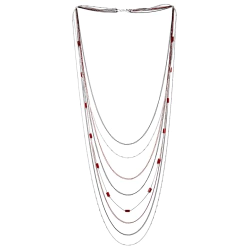 COOLSTEELANDBEYOND Mehrschichtig Halskette, Rot Schwarz Statement Kette, Wasserfall Lange Kette mit Rot Wulst, 66CM(25.98") für Erwachsene, Unisex, Legierung, Gliederkette, Geschenk COOLSTEELANDBEYOND Mehrschichtig Halskette, Rot Schwarz Statement Kette, Wasserfall Lange Kette mit Rot Wulst, 66CM(25.98") für Erwachsene, Unisex, Legierung, Gliederkette, Geschenk von COOLSTEELANDBEYOND