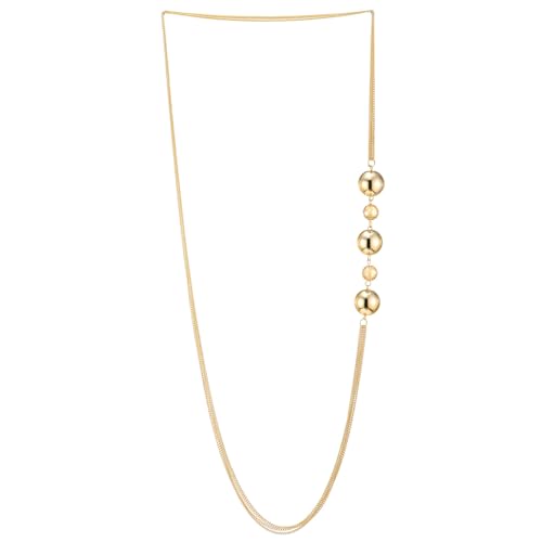 COOLSTEELANDBEYOND Moderner Lange Gold Kette Halskette mit Gold Wulst Champagner Kristall, Statement Halskette Multi-strang von COOLSTEELANDBEYOND
