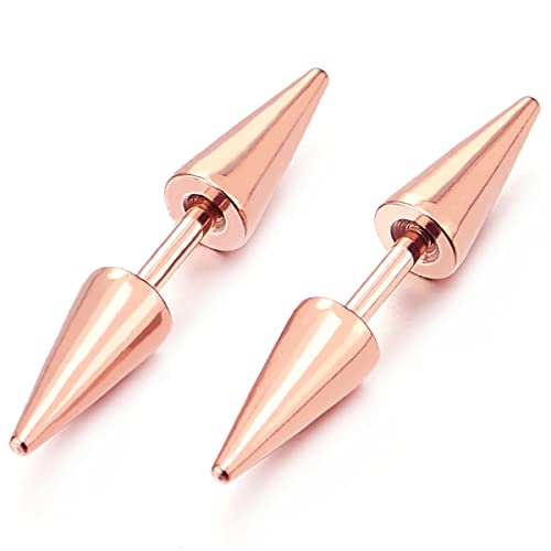 Paar Rotgold Doppelspitze Spike Ohrstecker aus Edelstahl, Herren Damen Gestüt Ohrringe Fakeplugs Fake Piercing von COOLSTEELANDBEYOND