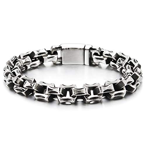 COOLSTEELANDBEYOND Rauhe Oberfläche Damen Herren Edelstahl Irregulär Geschwärzte Rolo Gliederkette Armband mit Box Federringverschluss COOLSTEELANDBEYOND Rauhe Oberfläche Damen Herren Edelstahl Irregulär Geschwärzte Rolo Gliederkette Armband mit Box Federringverschluss von COOLSTEELANDBEYOND