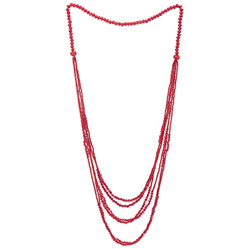 COOLSTEELANDBEYOND Rot Perlen Lange Statement Halskette Multi-Schichten Wasserfall Kette mit Kristall Perlen Charme Anhänger COOLSTEELANDBEYOND Rot Perlen Lange Statement Halskette Multi-Schichten Wasserfall Kette mit Kristall Perlen Charme Anhänger von COOLSTEELANDBEYOND