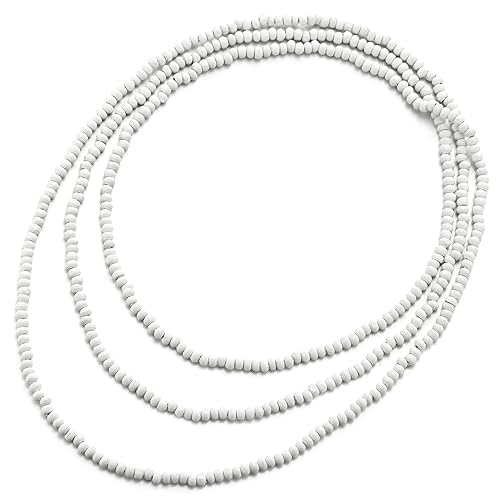 COOLSTEELANDBEYOND Schöne Weiß Holz Wulst Lange Kette Halsband Halsketten, Mehrschichtig, Abendkleid Partei von COOLSTEELANDBEYOND