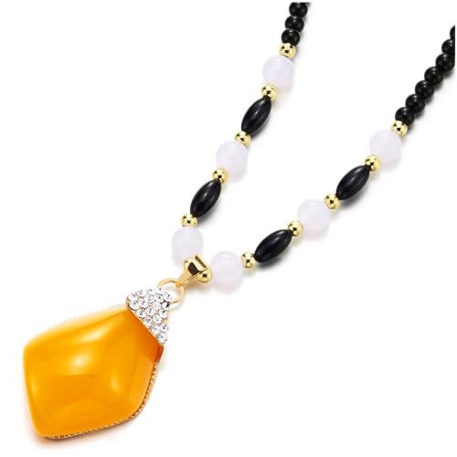 COOLSTEELANDBEYOND Schwarz Onyx Wulst Halskette mit Orange Edelstein Anhänger, Statement Halsketten Lange Wulst Kette COOLSTEELANDBEYOND Schwarz Onyx Wulst Halskette mit Orange Edelstein Anhänger, Statement Halsketten Lange Wulst Kette von COOLSTEELANDBEYOND