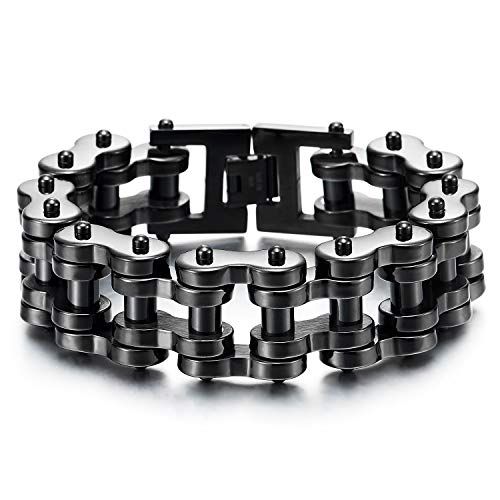 Schwarz Schwere Robust Herren-Armband Motorrad Fahrradkette Motorradkette aus Edelstahl Hochglanz Poliert von COOLSTEELANDBEYOND