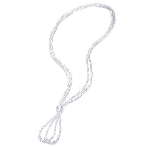 COOLSTEELANDBEYOND Sommer Lariat Halskette Hortensie Franse Quaste Anhänger Weiß Kristall Perlen Zwei Strang Lange Kette Y-Form COOLSTEELANDBEYOND Sommer Lariat Halskette Hortensie Franse Quaste Anhänger Weiß Kristall Perlen Zwei Strang Lange Kette Y-Form von COOLSTEELANDBEYOND