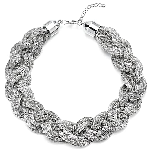 COOLSTEELANDBEYOND Statement Halskette Anhänger, Geflochtene Hohl Kabel Große Lätzchen Halsband Choker, Neuer, Abschlussball von COOLSTEELANDBEYOND