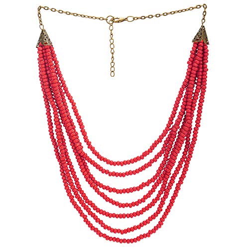 COOLSTEELANDBEYOND Statement Halskette Anhänger Multi-Strang Rot Holz Wulst Bettelarmband mit Charme Partei Abendkleid Boho Ethnischen COOLSTEELANDBEYOND Statement Halskette Anhänger Multi-Strang Rot Holz Wulst Bettelarmband mit Charme Partei Abendkleid Boho Ethnischen von COOLSTEELANDBEYOND
