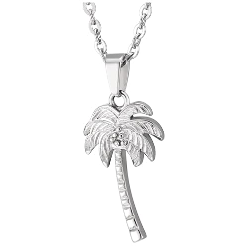 COOLSTEELANDBEYOND Tropische Palmen-Anhänger-Halskette für Damen Edelstahlkette Strand-inspiriertes Schmuckgeschenk COOLSTEELANDBEYOND Tropische Palmen-Anhänger-Halskette für Damen Edelstahlkette Strand-inspiriertes Schmuckgeschenk von COOLSTEELANDBEYOND