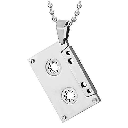 COOLSTEELANDBEYOND Unisex Kassette Edelstahl Anhänger Herren Damen Halskette mit 75cm Stahl Kugelkette COOLSTEELANDBEYOND Unisex Kassette Edelstahl Anhänger Herren Damen Halskette mit 75cm Stahl Kugelkette von COOLSTEELANDBEYOND