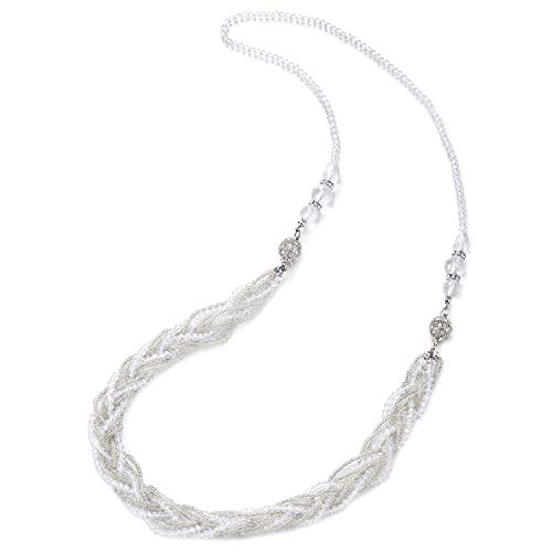 COOLSTEELANDBEYOND Weiß Statement Halsketten Geflochtene Kristall Perlen Kette Strass Magnetverschluss Zwei Halsband Abnehmbar Halsketten COOLSTEELANDBEYOND Weiß Statement Halsketten Geflochtene Kristall Perlen Kette Strass Magnetverschluss Zwei Halsband Abnehmbar Halsketten von COOLSTEELANDBEYOND