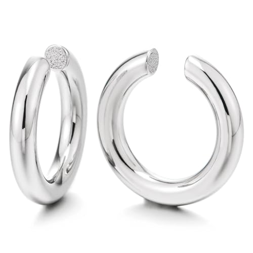 Chunky Ohrklemmen aus Stahl, Minimalistische Dicke Creolen zum Anklemmen Ohne Piercing, Ausdrucksstarker Moderner Stil von COOLSTEELANDBEYOND