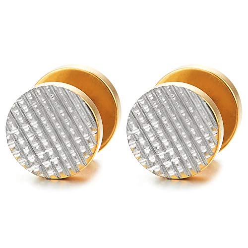 Damen Gitter Kreis Herren Ohrstecker Ohrringe Gold Silber Fake Plugs Ohr Cheater Tunnel Gauges Ohr-Piercing Edelstahl von COOLSTEELANDBEYOND