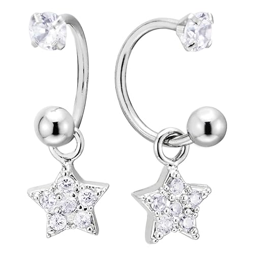 Edelstahl Halbbügel Creolen Huggie Ohrringe mit Baumelnde Zirkonia Stern, für Damen, Schraube Wieder Edelstahl Halbbügel Creolen Huggie Ohrringe mit Baumelnde Zirkonia Stern, für Damen, Schraube Wieder von COOLSTEELANDBEYOND