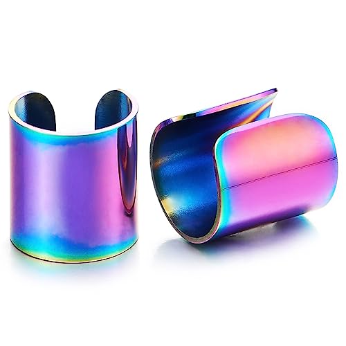 Edelstahl Oxidiert Regenbogen Bunte Ohr Clip-on Creolen Cuff für Herren Damen, Ohr Manschette Ohrringe, Fake Piercing von COOLSTEELANDBEYOND
