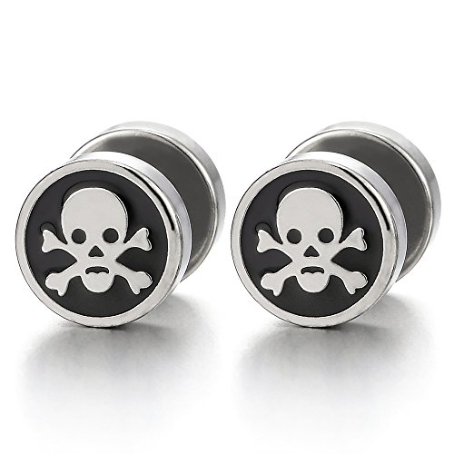 Edelstahl Piraten Schädel Kreis Ohrstecker Herren Damen Gestüt Ohrringe, Silber Schwarz Fake Plugs Ohr Cheater Gauges Edelstahl Piraten Schädel Kreis Ohrstecker Herren Damen Gestüt Ohrringe, Silber Schwarz Fake Plugs Ohr Cheater Gauges von COOLSTEELANDBEYOND