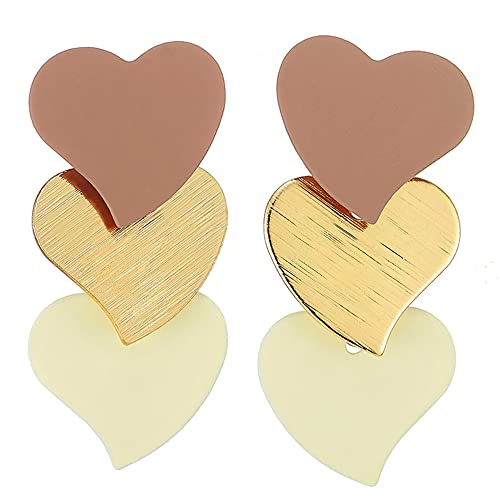 Einzigartige Multifarben Stücke Herz Lange Baumeln Tropfen Ohrstecker Ohrringe Drei von COOLSTEELANDBEYOND