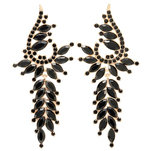 Feder Blatt Art Deco Schwarz Strass Kristall Cluster Chandelier Kronleuchter Baumelnde Statement Ohrringe Feder Blatt Art Deco Schwarz Strass Kristall Cluster Chandelier Kronleuchter Baumelnde Statement Ohrringe von COOLSTEELANDBEYOND