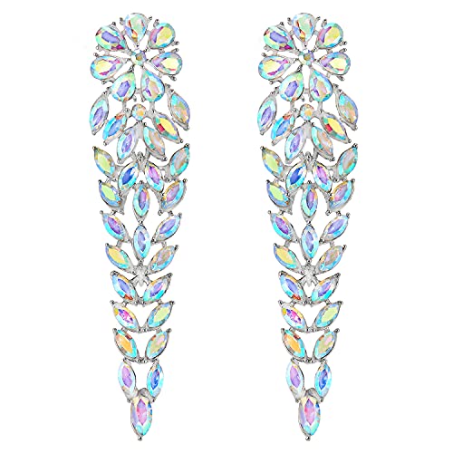 Funkelnden Regenbogen Träne Marquise Kristall Strass Blumen Trauben Chandelier Kronleuchter Lange Statement Ohrringe von COOLSTEELANDBEYOND