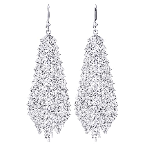 Funkelnden Strass Cluster Lange Wasserfall Baumelnde Statement Ohrstecker Ohrringe, Hochzeit Abschlussball Funkelnden Strass Cluster Lange Wasserfall Baumelnde Statement Ohrstecker Ohrringe, Hochzeit Abschlussball von COOLSTEELANDBEYOND