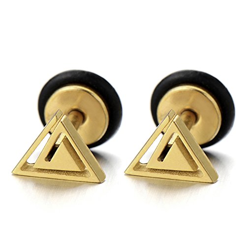 Gold Ohrringe für Herren Damen, Dreieck Ägypten-Pyramide Ohrstecker, Edelstahl Gestüt Ohrringe, Ohrschmuck, 2 Stück von COOLSTEELANDBEYOND