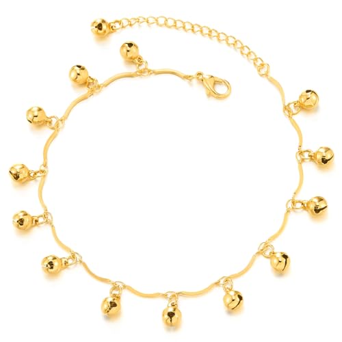 Goldene Fußkette mit Klingelnden Glöckchen für Damen Verspieltes Design Verstellbare Boho-Strandkette von COOLSTEELANDBEYOND