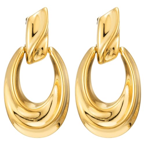 Goldfarben Ovalen Tropfen Ohrringe, Statement Ohrringe Baumelnde, Glatt und Moderner Design, Partei Veranstaltung Goldfarben Ovalen Tropfen Ohrringe, Statement Ohrringe Baumelnde, Glatt und Moderner Design, Partei Veranstaltung von COOLSTEELANDBEYOND