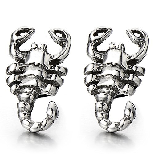 Gotische Biker Punk Rock Scorpion King Ohrstecker Herren Ohrringe Edelstahl Gestüt Ohrringe, Ohrschmuck, 2 Stück von COOLSTEELANDBEYOND