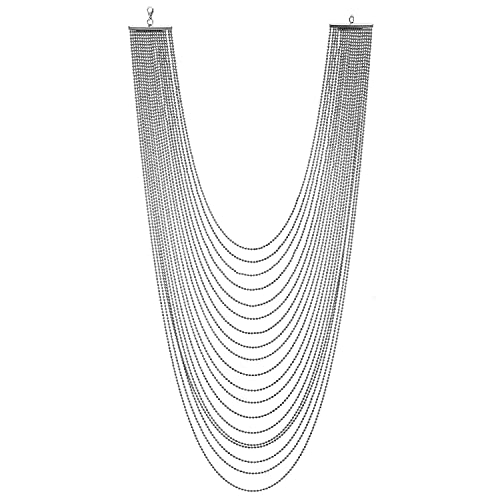 COOLSTEELANDBEYOND Grau Schwarz Lange Statement Halskette Wasserfall Multi-Schichten Ball Kette Anhänger Abendkleid von COOLSTEELANDBEYOND