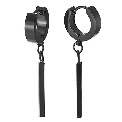 Herren Damen Schwarz Creolen mit Baumelnde Quader Stock Bar Edelstahl Huggie Ohr Manschette Ohrringe Herren Damen Schwarz Creolen mit Baumelnde Quader Stock Bar Edelstahl Huggie Ohr Manschette Ohrringe von COOLSTEELANDBEYOND