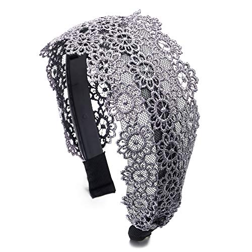 Hipster Schick Mode Breiten Breitseite Silber-Grau Blumen Spitze Haarreif Haarkranz Stirnband Kopfband Haarband Hipster Schick Mode Breiten Breitseite Silber-Grau Blumen Spitze Haarreif Haarkranz Stirnband Kopfband Haarband von COOLSTEELANDBEYOND