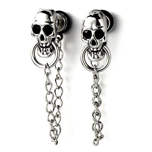 Kette Herren Damen Schädel-Ohrstecker Herren Ohrringe Edelstahl Gestüt Ohrringe, Gothic Punk, 1 Paar von COOLSTEELANDBEYOND