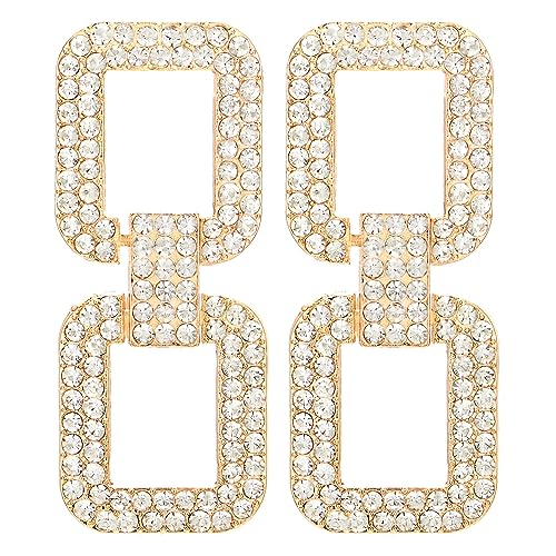 Kristall Strass Cluster Gliederkette Baumelnde Lange Ohrringe Gold Farbe Funkelnden Partei Abschlussball Bankette von COOLSTEELANDBEYOND