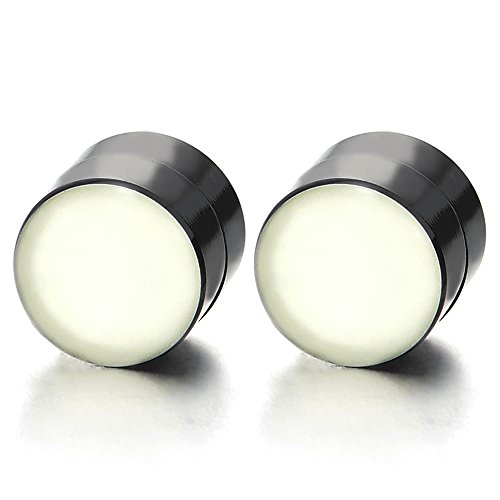 Magnetische Schwarz Kreis Nachtleuchtende Leucht Herren Damen Click-on Fake Piercing Ohrstecker Ohrringe Plugs Gauges von COOLSTEELANDBEYOND