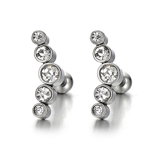 Ohrstecker, Ohrringe für Damen Mädchen Edelstahl Gestüt Ohrringe mit Zirkonia, 2 Stück von COOLSTEELANDBEYOND