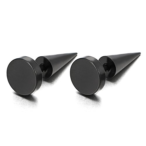 Paar 8MM Schwarz Kreis Ohrstecker Edelstahl, Herren Damen Ohrringe Fakeplugs Fake Piercing, Spitzte Schraube Wieder von COOLSTEELANDBEYOND