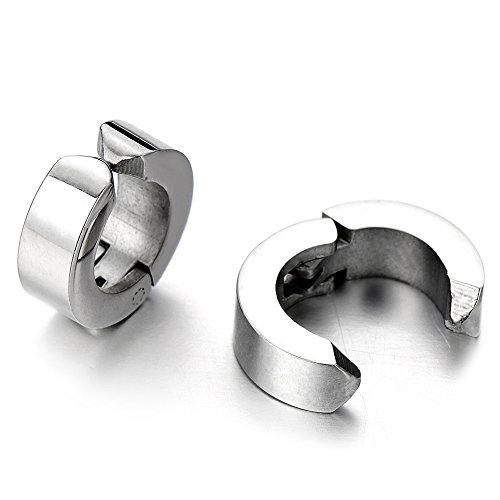 Paar Click-on Creolen für Herren Damen, Edelstahl Huggie Ohr Manschette Ohrringe, Fake Piercing von COOLSTEELANDBEYOND