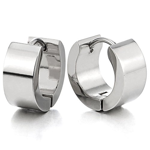 Paar Creolen für Herren Damen, Edelstahl Huggie Ohr Manschette Ohrringe, Fake Piercing von COOLSTEELANDBEYOND