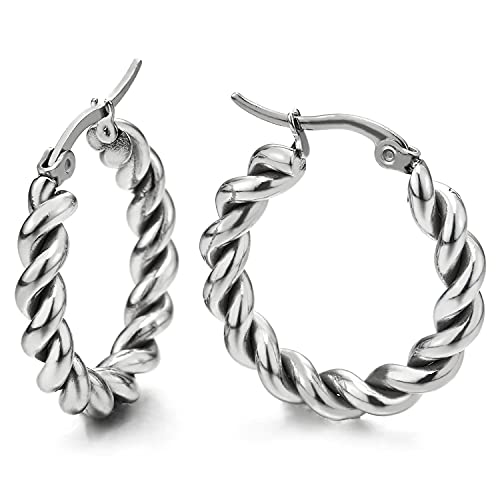 Paar Creolen für Herren Damen, Edelstahl Verdrehte Kabel Schlüssel Kreis Huggie Ohr Manschette Ohrringe Einzigartige Paar Creolen für Herren Damen, Edelstahl Verdrehte Kabel Schlüssel Kreis Huggie Ohr Manschette Ohrringe Einzigartige von COOLSTEELANDBEYOND