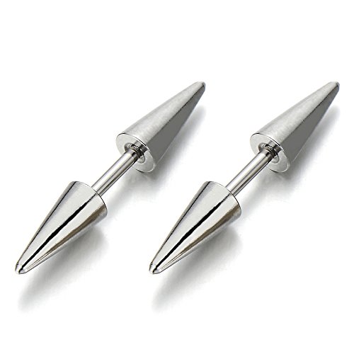 Paar Doppelspitze Spike Ohrstecker aus Edelstahl, Herren Damen Gestüt Ohrringe Fakeplugs Fake Piercing von COOLSTEELANDBEYOND