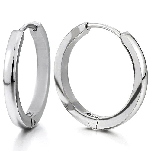 Paar Edelstahl Glatte Creolen für Herren Damen, Edelstahl Huggie Ohr Manschette Ohrringe von COOLSTEELANDBEYOND