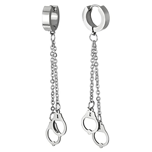 Paar Herren Damen Edelstahl Creolen Huggie Ohr Manschette Ohrringe mit Doppel Lange Kette Baumelnde Handfessel Paar Herren Damen Edelstahl Creolen Huggie Ohr Manschette Ohrringe mit Doppel Lange Kette Baumelnde Handfessel von COOLSTEELANDBEYOND