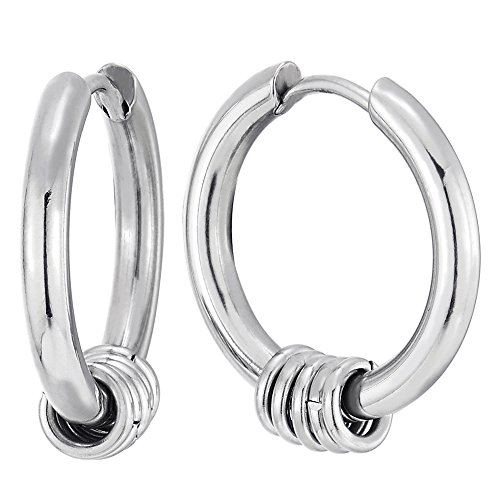 Paar Kreis Creolen Huggie Ohr Manschette Ohrringe mit Klein Kreis Ring Charme, Edelstahl Ohrringe für Herren Damen von COOLSTEELANDBEYOND