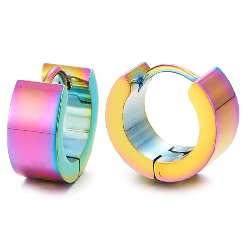 Paar Regenbogen Edelstahl Hoffe Huggie Aufklappbare Creolen Ohrringe für Herren Damen Paar Regenbogen Edelstahl Hoffe Huggie Aufklappbare Creolen Ohrringe für Herren Damen von COOLSTEELANDBEYOND