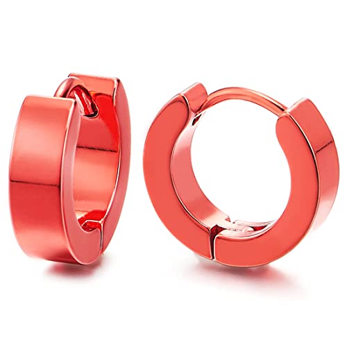 Paar Rot Creolen für Herren Damen, Edelstahl Huggie Ohr Manschette Ohrringe, Fake Piercing von COOLSTEELANDBEYOND