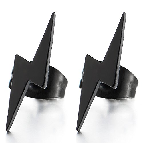 Paar Schwarz Blitz Bolzen Ohrstecker, Ohrringe für Herren Damen, Edelstahl Ohrschmuck, 1 Paar von COOLSTEELANDBEYOND