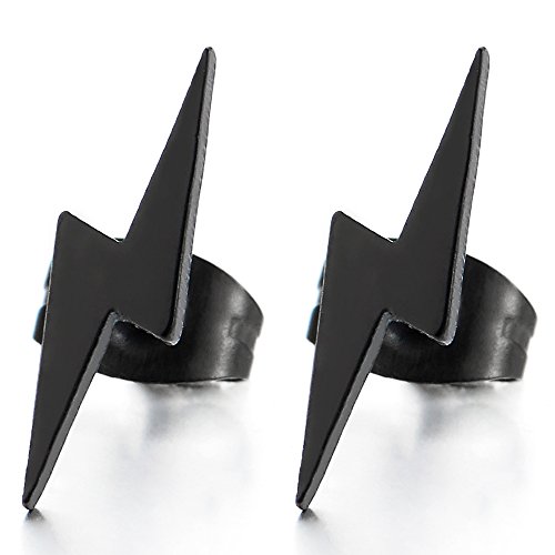 Paar Schwarz Blitz Bolzen Ohrstecker, Ohrringe für Herren Damen, Edelstahl Ohrschmuck, 1 Paar von COOLSTEELANDBEYOND