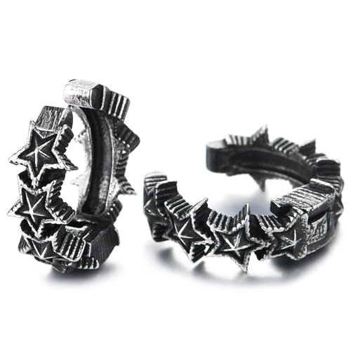 Pentagramm Stern Ohr Clip-on Ohrringe für Herren, Vintage Edelstahl Ohr Manschette Ohrringe, Fake Piercing von COOLSTEELANDBEYOND