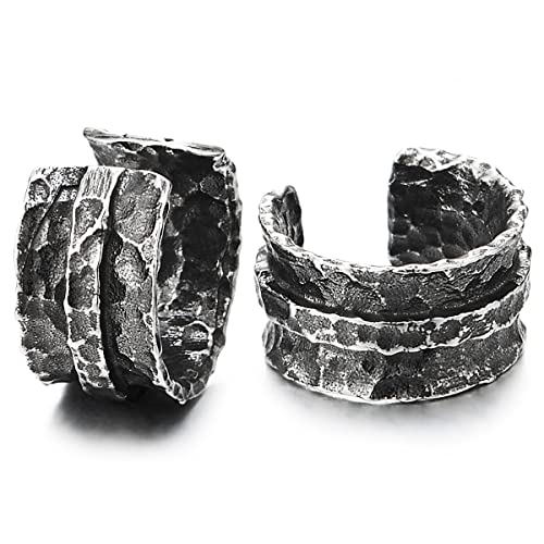 Raue Unebene Oberfläche Ohr Clip-on Creolen Herren Damen, Edelstahl Ohr Manschette Ohrringe Fake Piercing von COOLSTEELANDBEYOND